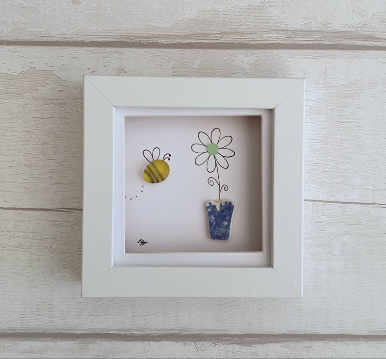 Unique Mothers Day Gift Pebble Art Bee And Flower Sea Glass Etsy