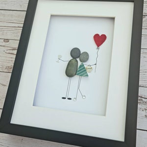 Romantic Valentines Gift for Her 4th Linen Anniversary Rock Art Gift   Linen Wedding Gift for Him Pebble Art Couple Handmade Gift