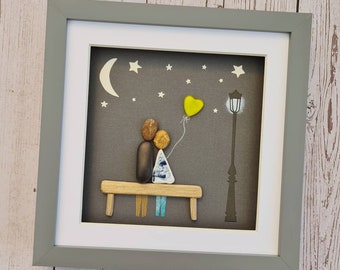 50th wedding anniversary, golden anniversary gift fo husband, sitting under the stars pebble art, 57th anniversary gift for parents