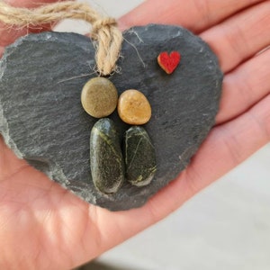 Romantic valentines gift for her, pebble art rustic slate heart, unique birthday gift for her image 10