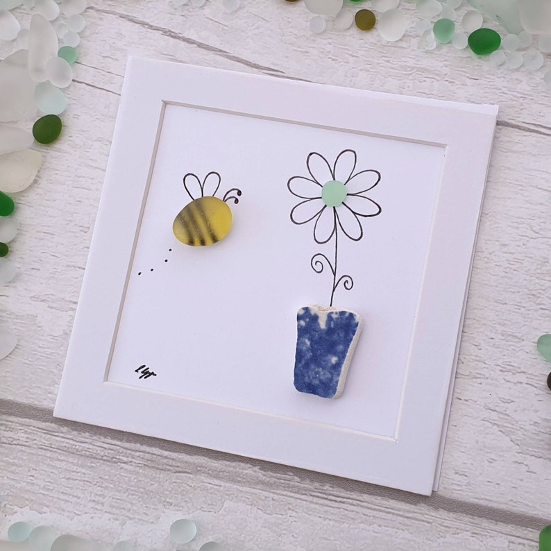 Unique Mothers Day Gift Pebble Art Bee And Flower Sea Glass Etsy