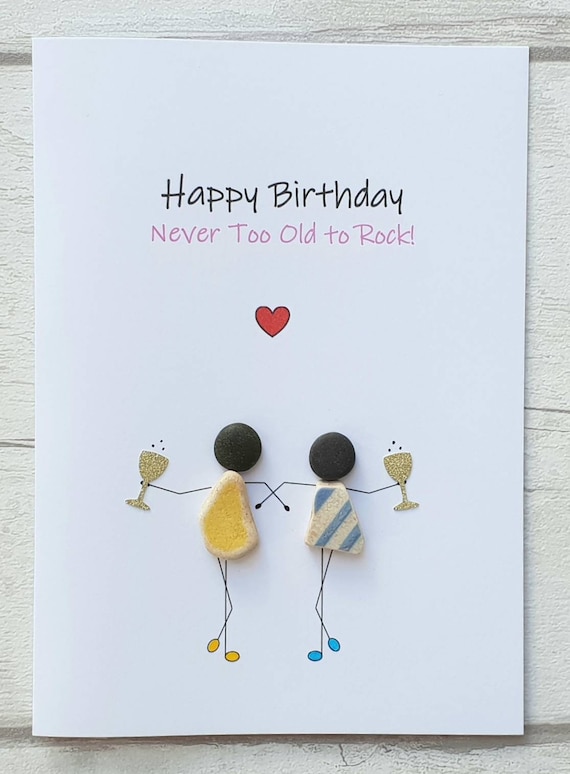 friend Birthday card BFF pebble art 