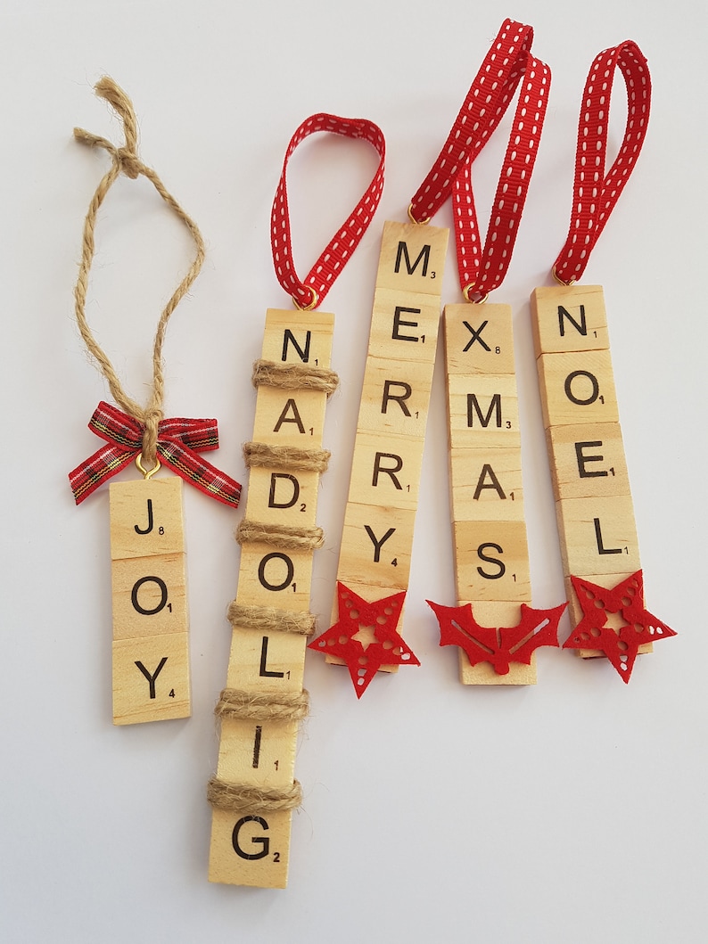 Merry Xmas Scrabble Hanging Sign Rustic Christmas Decoration Home Decor Small