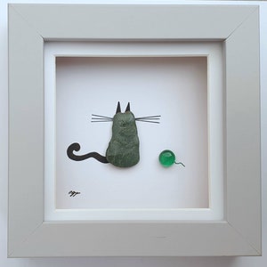 Pebble art Cat handmade mothers day gift unique birthday gift for her, Christmas gift for nana