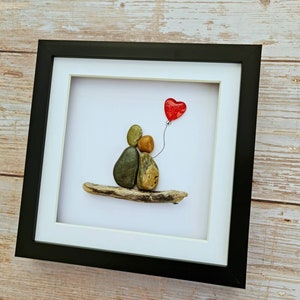 Ruby 40th wedding anniversary gift for parents, Valentines gift for him, 40th anniversary gift for wife, pebble art couple gift for husband