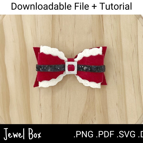 Fluffy Santa Bow, Classic Bow Template SVG, Sizzix, Crafting, Bow SVG, Bow Template, Hair Bow Template, Cricut Cut Files