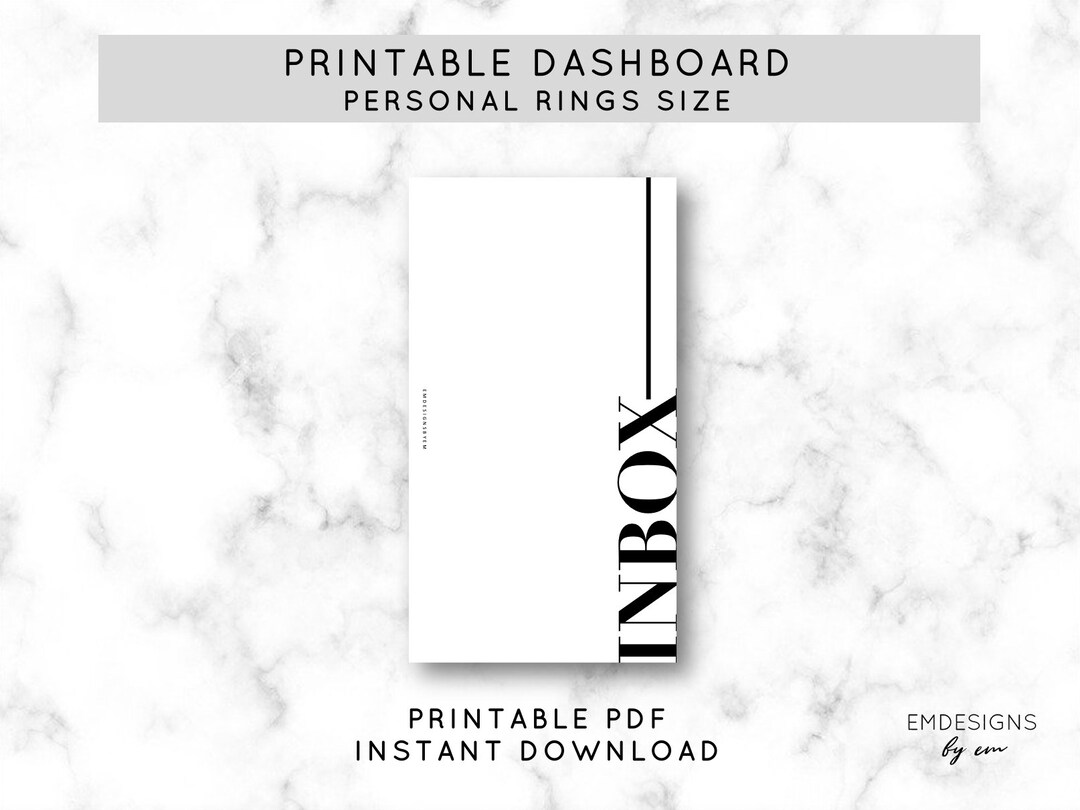 PERSONAL RINGS 'inbox' Printable Dashboard, Digital Dashboard, Minimal ...