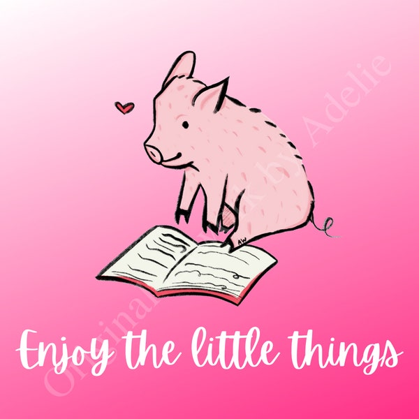 Enjoy the Little Things / Reading Pig Canvas Print
