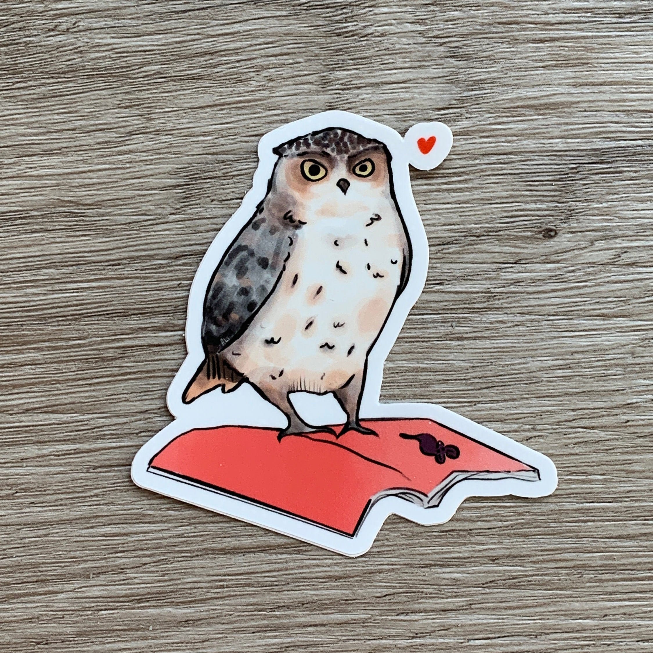 Reading Owl Sticker: Waterproof Vinyl Decal for Book Lovers