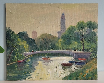 Central Park Bow Bridge, New York, oil painting on canvas