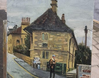 Casa en Bradford-on-Avon, Inglaterra, pintura al óleo