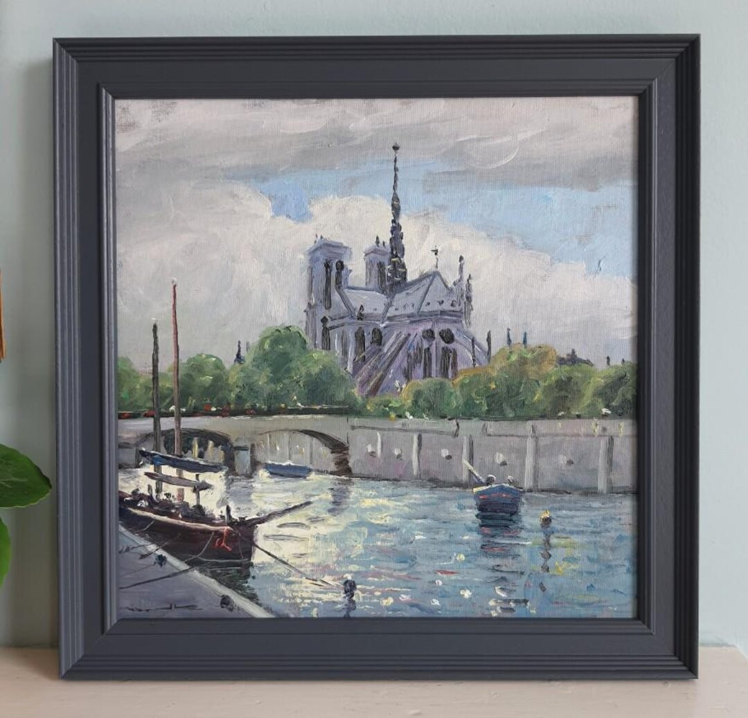 ノートルダム大聖堂、パリ、フランス、油絵 - Etsy 日本