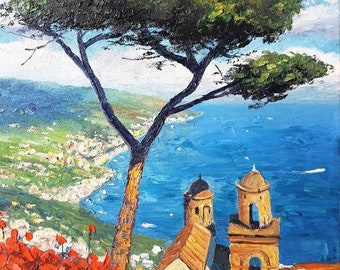 Amalfi coast, Ravello Italy, oil painting 12"x12"