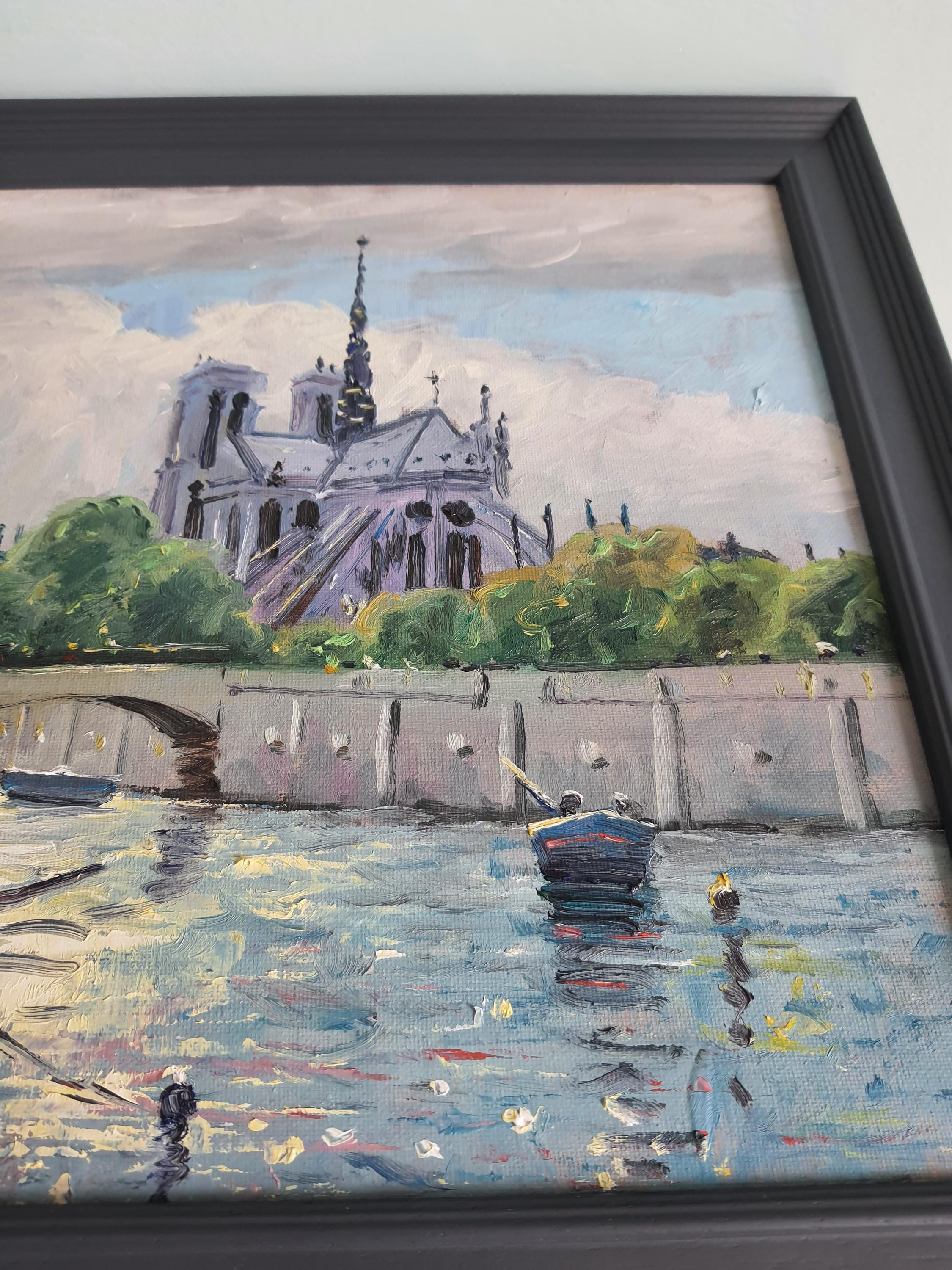 ノートルダム大聖堂、パリ、フランス、油絵 - Etsy 日本