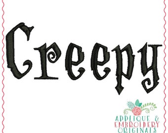 Applique and Embroidery Originals Digital Design-593 Creepy Embroidery Halloween Font Design for embroidery machine bx pes dst jef vp3