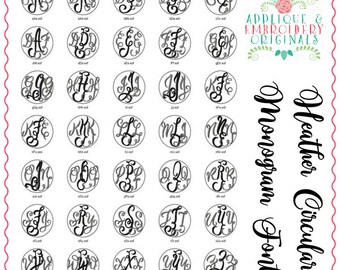 Applique and Embroidery Originals Digital Design - 1552 Heather Circle Monogram Embroidery Alphabet Font Design for embroidery machine