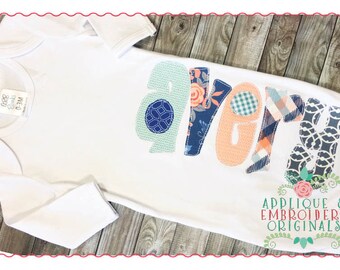 Applique and Embroidery Originals Digital Design - 210 Modish Vintage Applique Font Design for embroidery machine