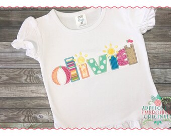 Applique and Embroidery Originals Digital Design- 345 Beach Mini Alpha Font Design Summer fun for embroidery machine bx pes dst jef vp3