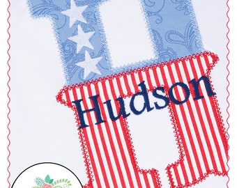 Applique and Embroidery Originals Digital Design--458 Old Glory Applique Font for 4th of July, Patriotic digital designs embroidery machine.