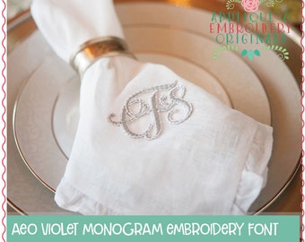 Applique and Embroidery Originals Digital Design- 315 Violet Foam Monogram Embroidery Font Design for embroidery machine bx pes dst jef
