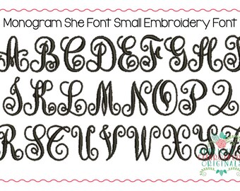 Applique and Embroidery Originals Digital Design - 283 Monogram She Interlocking Vine Embroidery Font Design for embroidery machine