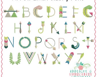 Applique and Embroidery Originals Digital Design - 1555 Arrow Filled Embroidery Font Design for embroidery machine pes dst bx jef vip3