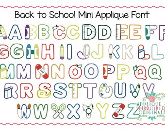 Applique and Embroidery Originals Digital Design-445 Back to School Mini Applique Font Design Summer for embroidery machine bx pes dst jef