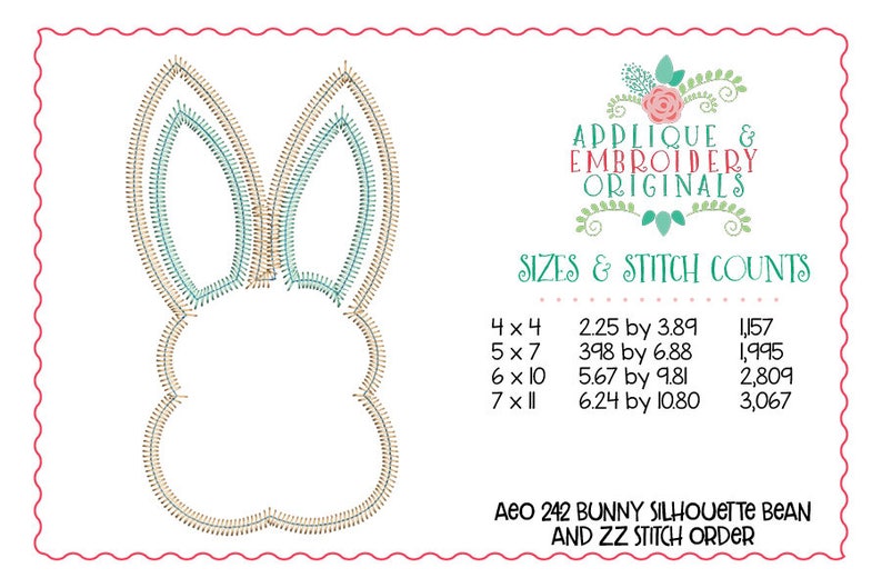 Applique and Embroidery Originals Digital Design 242 Bunny - Etsy