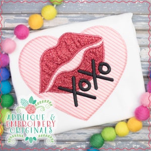 Applique & Embroidery Originals Digital Design 2889 Heart with Lips All-In-One Applique Design Embroidery Machine