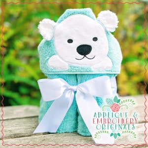 Applique and Embroidery Originals Digital Design 2457 Polar Bear Boy Hooded Towel In-The-Hoop w/PDF tutorial Applique embroidery machine