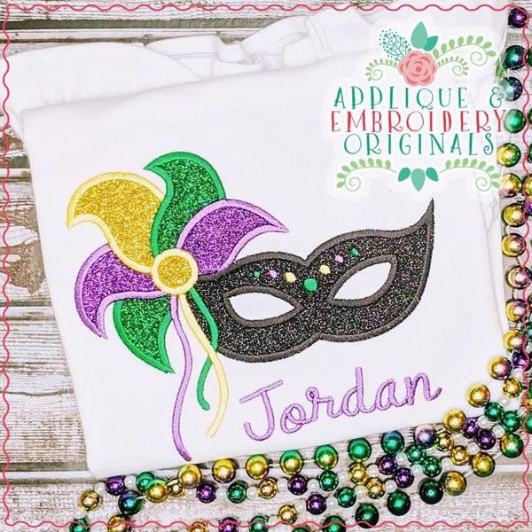 Applique & Embroidery Originals Digital Design 2394 Mardis Gras Mask Feather New Orleans All-In-One Applique Design Embroidery Machine