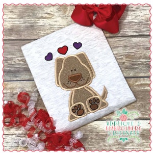 Applikation und Stickerei originale Digital Design 1378 Welpen Welpen Hund Valentinstag Tag Applikation Design Stickmaschine, sofort-download