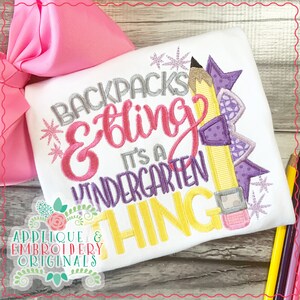 7Applique & Embroidery Originals Digital Design 1856 Backpacks and Bling Kindergarten Applique Design instant download, embroidery machine