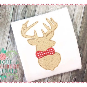 Appliqué e ricamo Originals Digital Design - 108 renna sagoma Bow Tie Applique di Design per Natale, download immediato
