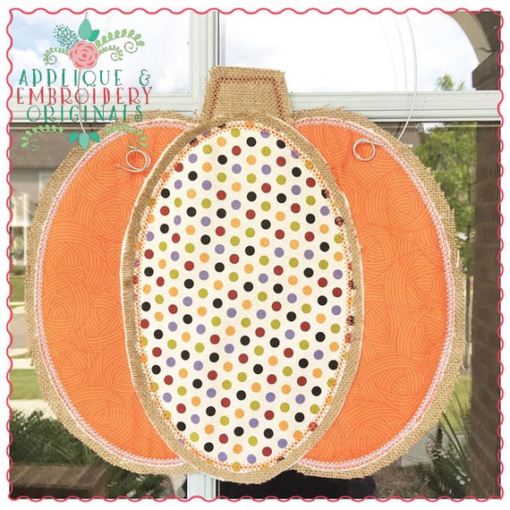 Applique and Embroidery Originals Digital Design 650 Pumpkin Thanksgiving Halloween Door Hanger In-The-Hoop PDF tutorial Applique Design