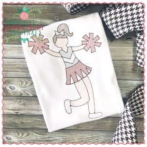 Applique and Embroidery Originals Digital Design 551 Cheerleader Spirit Sketch Quick Embroidery Design, machine embroidery instant download