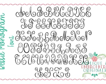 Applique and Embroidery Originals Digital Design - 198 Bessie Monogram Embroidery Font Design for embroidery machine