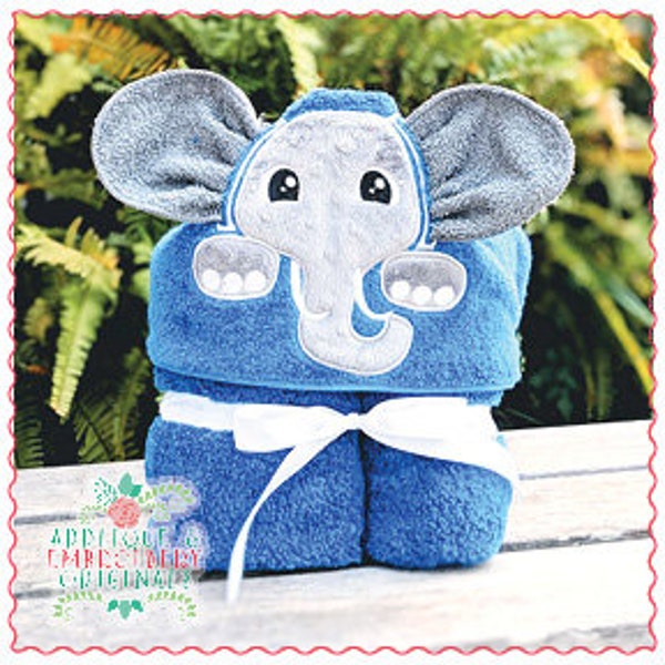 Applique & Embroidery Originals Digital Design 1673 Elephant Boy Hooded Towel In-The-Hoop w/PDF tutorial Applique Design embroidery machine