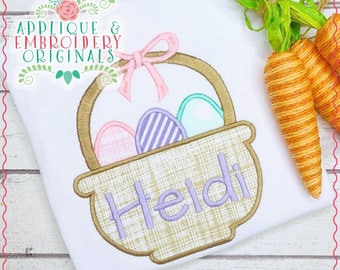 Applique and Embroidery Originals Digital Design - 2964 Easter Basket with Bow Applique Design for Easter, instant download