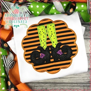 Applique & Embroidery Originals Digital Design 2721 Witch Shoes Legs Scallop Patch Applique Digital Design, embroidery machine, download