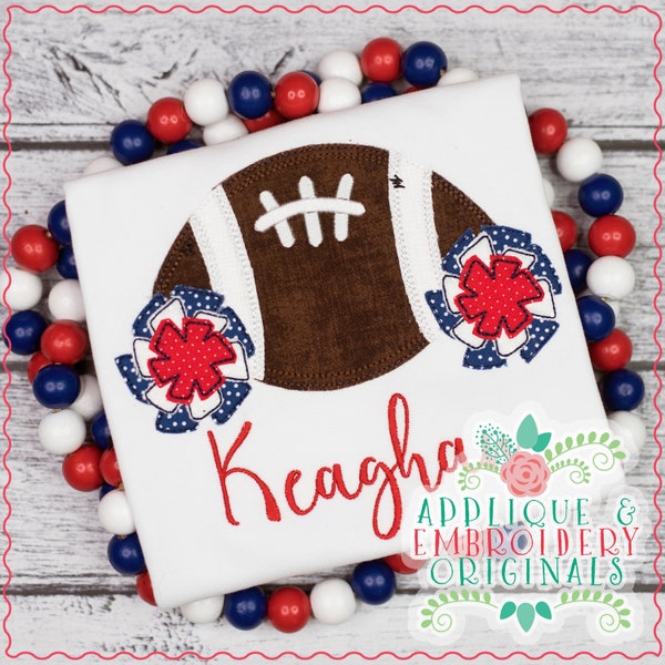 Applique and Embroidery Originals Digital Design - 3060 Football with Pom Pom Applique Design, instant download