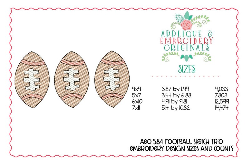Applique and Embroidery Originals Digital Design 584 Football Team ...