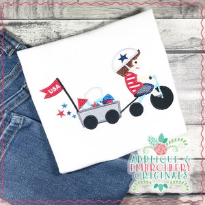 Applique & Embroidery Originals Digital Design AEO Fourth of July Tricycle Boy Applique Design instant download, patriotic, memorial