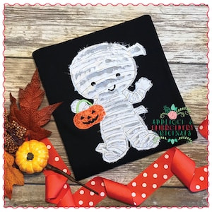 Applique and Embroidery Originals Digital Design 668 Mummy with Treat Bucket Applique Design Halloween Embroidery Machine instant download