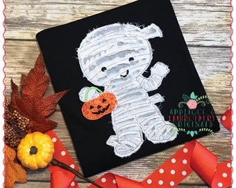 Applique and Embroidery Originals Digital Design 668 Mummy with Treat Bucket Applique Design Halloween Embroidery Machine instant download
