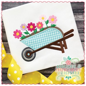 Oryginały aplikacji i haftu Projekt cyfrowy AEO 1831 Flower Cart Applique Design natychmiastowe pobranie, maszyna do haftu