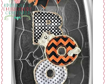 Applique et broderie originaux Digital Design - 733 BOO Ghost porte cintre dans-le-Hoop Halloween Applique Design, téléchargement immédiat