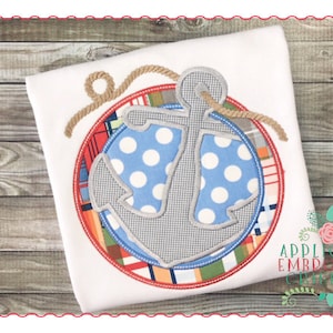 Applique and Embroidery Originals Digital Design - 277 Anchor Rope Circle Patch Beach Summer Applique Design for Summer, instant download