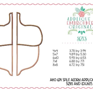 Applique and Embroidery Originals Digital Design 674 Split Acorn Applique Design Halloween Fall Zipped Sweatshirt Embroidery Machine instant