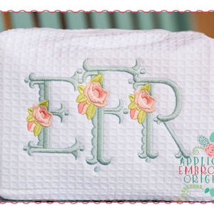 Applique and Embroidery Originals Digital Design - 211 Floral Scallop Monogram Alpha Font Design for embroidery machine